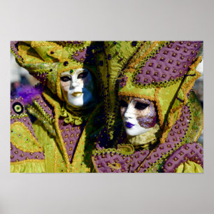 Poster Couples vénitiens colorés