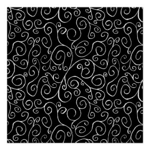 Poster Courbes de défilement blanches sur noir