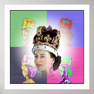 Poster Couronnement d'art pop pour Elizabeth II