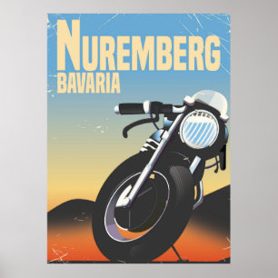 Poster Courrier vintage de voyage de moto de Nuremberg,