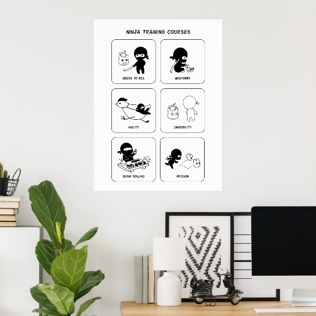 Poster Cours de formation Ninja, Couleur personnalisée (Bureau à domicile)