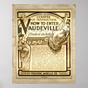 Poster Cours d'instruction Vaudeville vintage Publicité