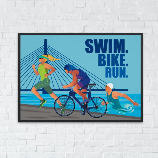 Poster Course à vélo de natation - Triathlon Wall Art pou (Créateur téléchargé)