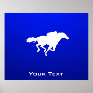 Poster Course de chevaux bleue