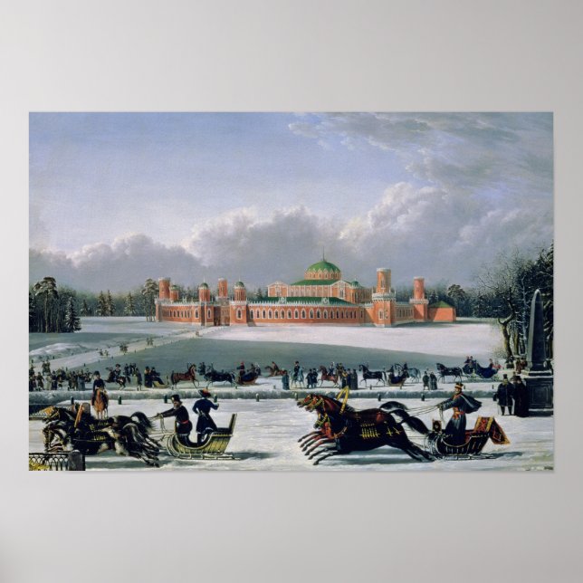 Poster Course de traîneau au parc Petrovsky à Moscou (Devant)