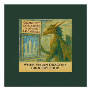 Poster Courses drôles d'épicerie végane de Rick London su