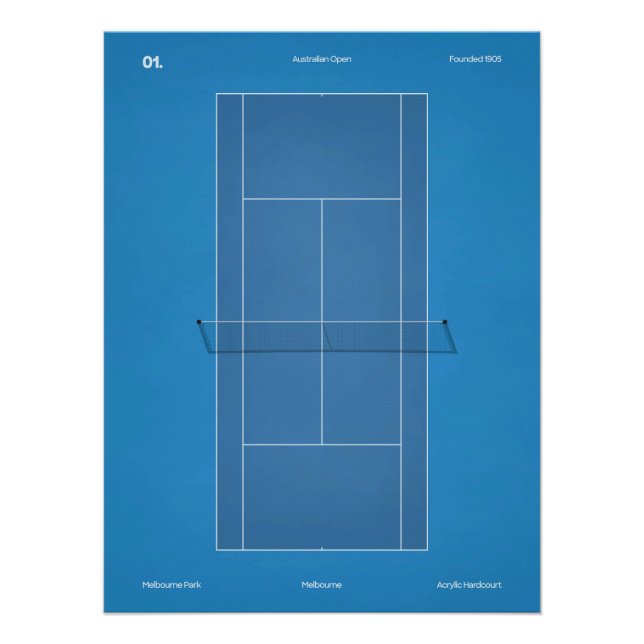 Poster Court de tennis de l'Open d'Australie (Devant)