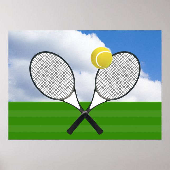 Poster court de tennis et RACKETS DE TENNIS (Devant)