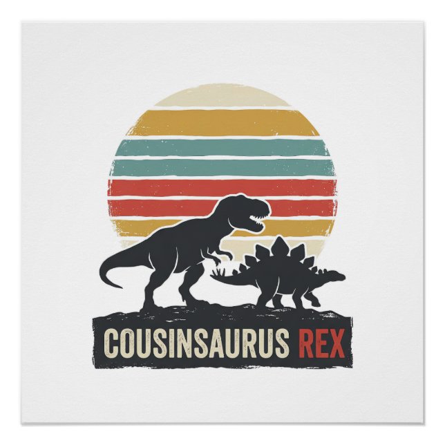 Poster Cousinsaurus Rex Funny Dinosaur Vintage Shirt Desi (Devant)