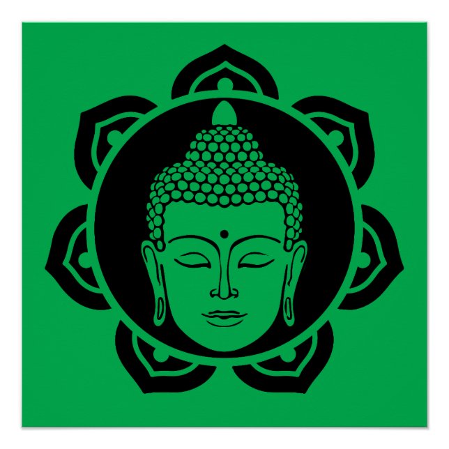 Poster Coussin de méditation de la tête de bouddha (Devant)
