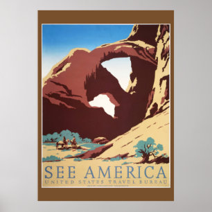 Poster Cow-boy Désert Vintage Western Chevaux 