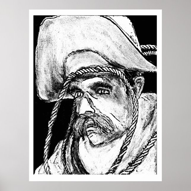 Poster Cowboy avec corde B&W 2 Gibney Le MUSÉE Zazzle (Devant)