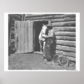 Poster Cowboy lisant une lettre.