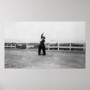 Poster Cowboy pratiquant ses qualifications de lasso