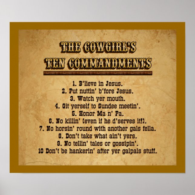 Poster Cowgirl Dix Commandements (Devant)