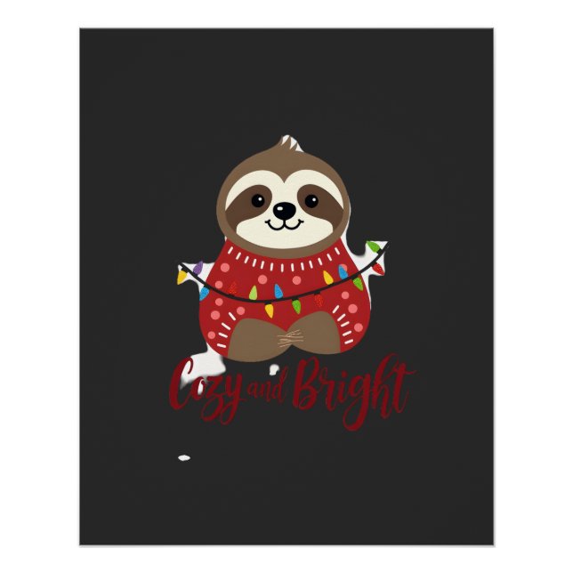 Poster Cozy And Bright Sloth Christmas Lights (1) (Devant)