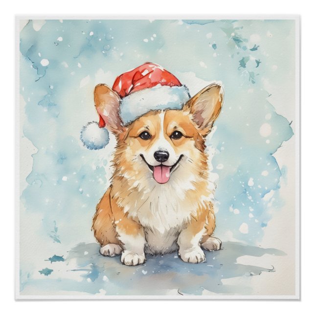 Poster Cozy Christmas corgi Festive Holiday Wall Art (Devant)