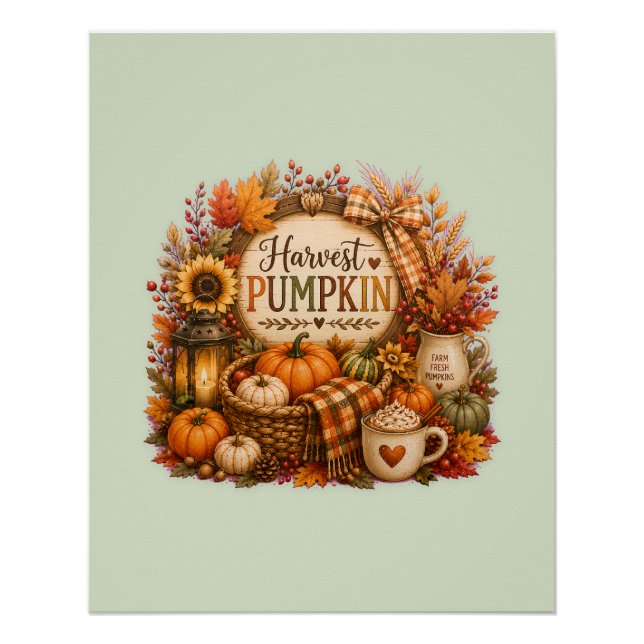 Poster Cozy Harvest Pumpkin / Cosecha Acogedora  (Devant)