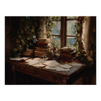 Poster Cozy Vintage Writing Nook View