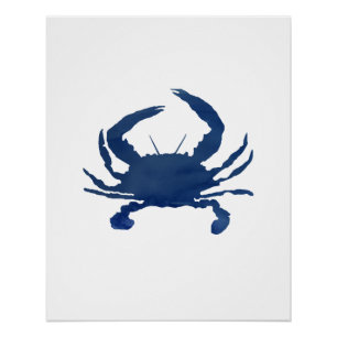 Poster Crabe bleu Aquarelle marine Art