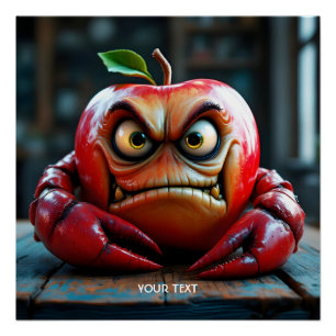 Poster Crabe Pomme En Colère Fantastique Mignon
