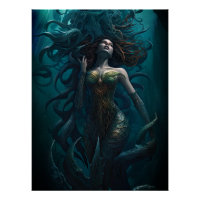 Crainte sous la créature de sirène de mer