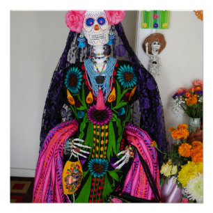 Poster Crâne à sucre de la Catrina mexicaine pour le jour