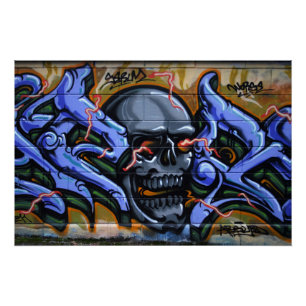 Poster Crâne affreux aux yeux brûlants