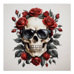 Poster crâne avec lunettes