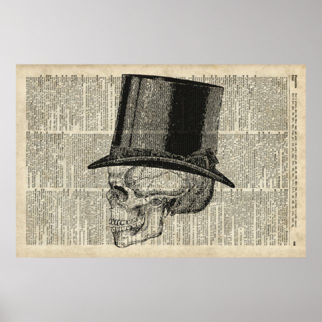 Poster Crâne avec steampunk casquette (Devant)