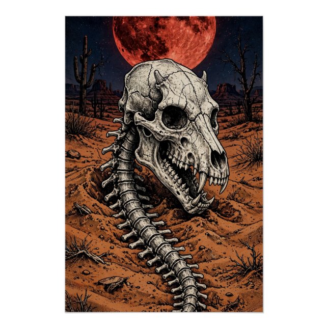 Poster Crâne de Chupacabra — Nuit du désert (Devant)