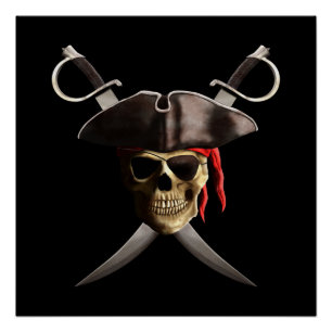 Poster Crâne et épées de pirate