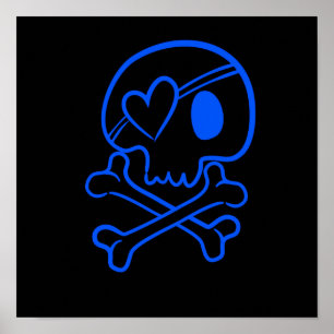 Poster Crâne et os croisés