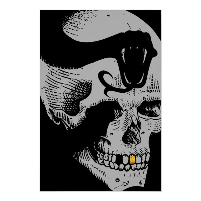 Poster Crâne gothique avec serpent (Devant)