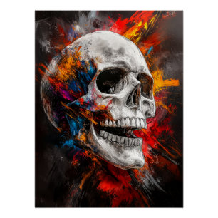 Poster Crâne graphique aux couleurs éclatantes