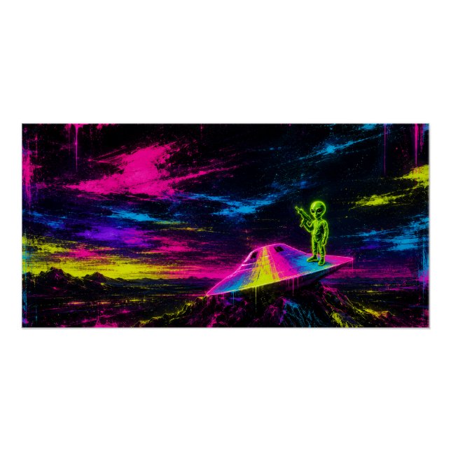 Poster Crash d'UFO néon (Devant)