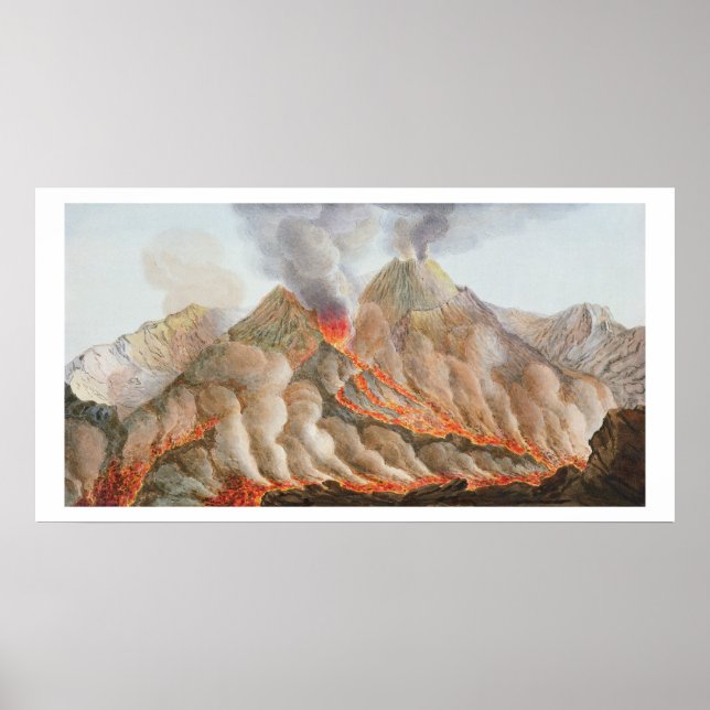 Poster Cratère du Vésuve à partir d'un dessin original (Devant)