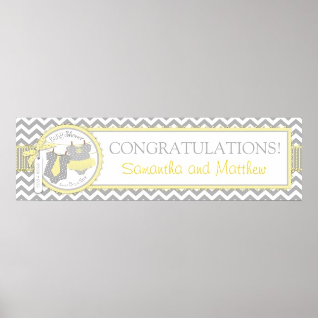 Poster Cravate Twins Tutu Chevron Baby shower Bannière (Devant)