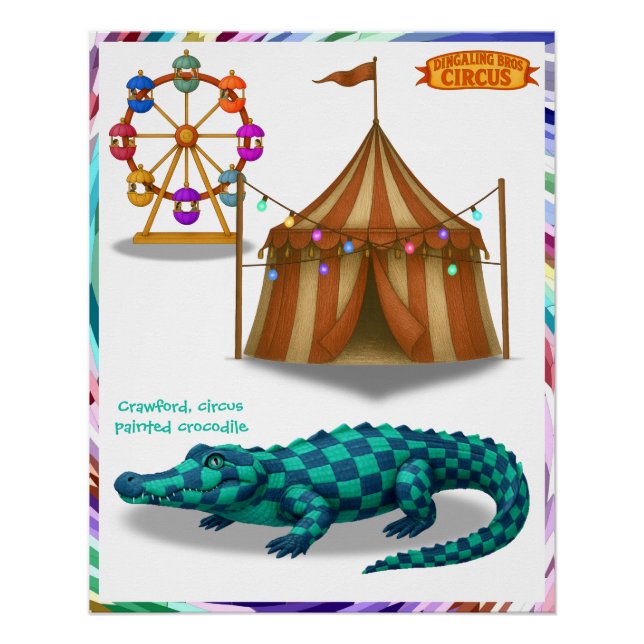 Poster Crawford, crocodile de cirque peint (Devant)