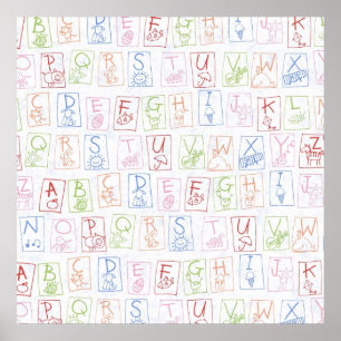 Poster Crayon ABC Backdrop Canvas