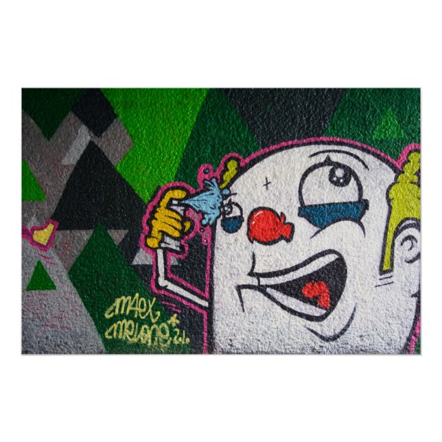 Poster Crazy Clown avec Spray Can Graffiti (Devant)