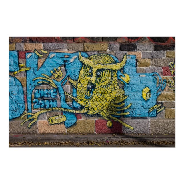 Poster Crazy Kind Of Fantasy Horned Owl Graffiti (Devant)