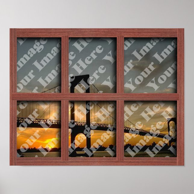 Poster Create Your Own 6 Pane Red Wood Window Frame (Devant)