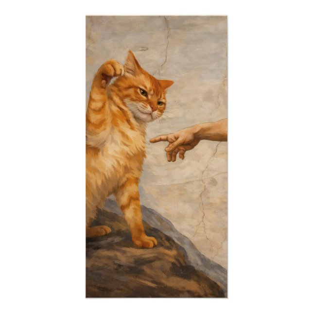 Poster Création d'Adam avec le chat Sarca, une œuvre d'ar (Devant)
