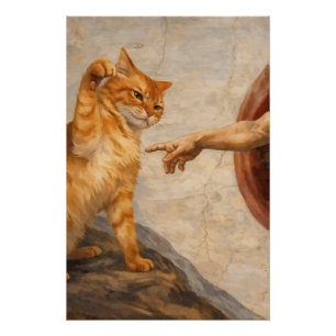 Poster Création d'Adam avec le chat Sarca, une œuvre d'ar