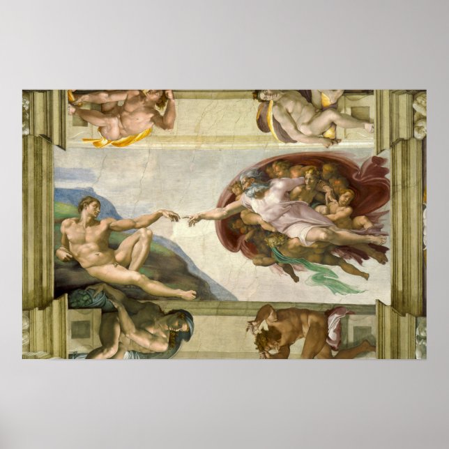Poster Création d'Adam par Michelangelo, Art Vintage (Devant)