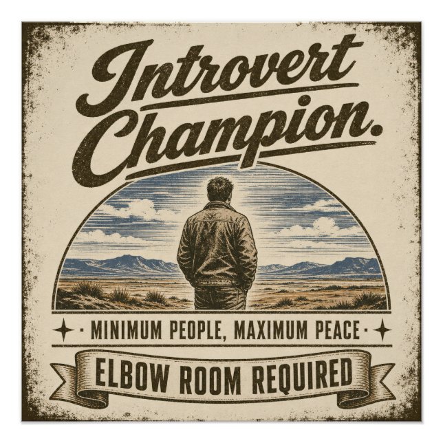 Poster Création drôle de style vintage pour introverti (Devant)