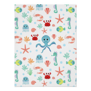 Poster Créatures de mer sous-marines fantaisistes