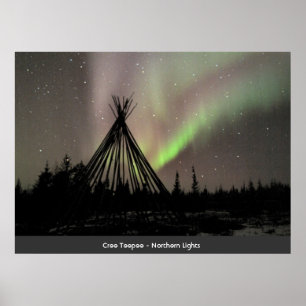 Poster Cree Teepee - Lumières du Nord