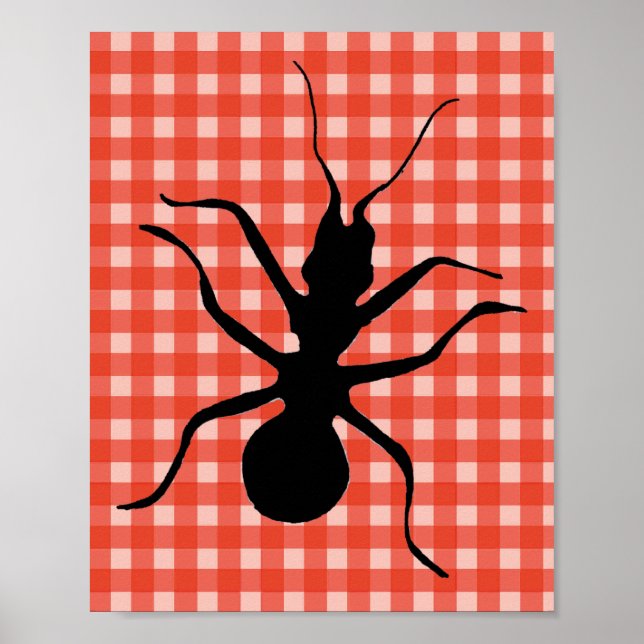 Poster Creepy Crawly Ant Plaid Tablecloth Original Art (Devant)